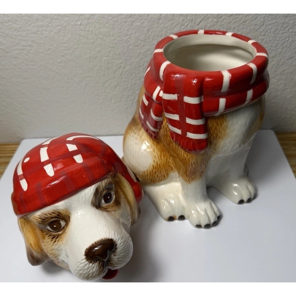 Sleigh Bell Bistro Dog Cookie Treat Jar Beagle Christmas Holiday Decoration - Picture 5 of 10